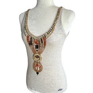 Etro Milano Tank Top Beaded Light Gray